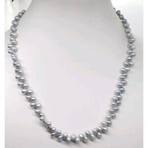 Freshwater Light Gray Small Pearl Choker Necklace Offset Natural Genuine